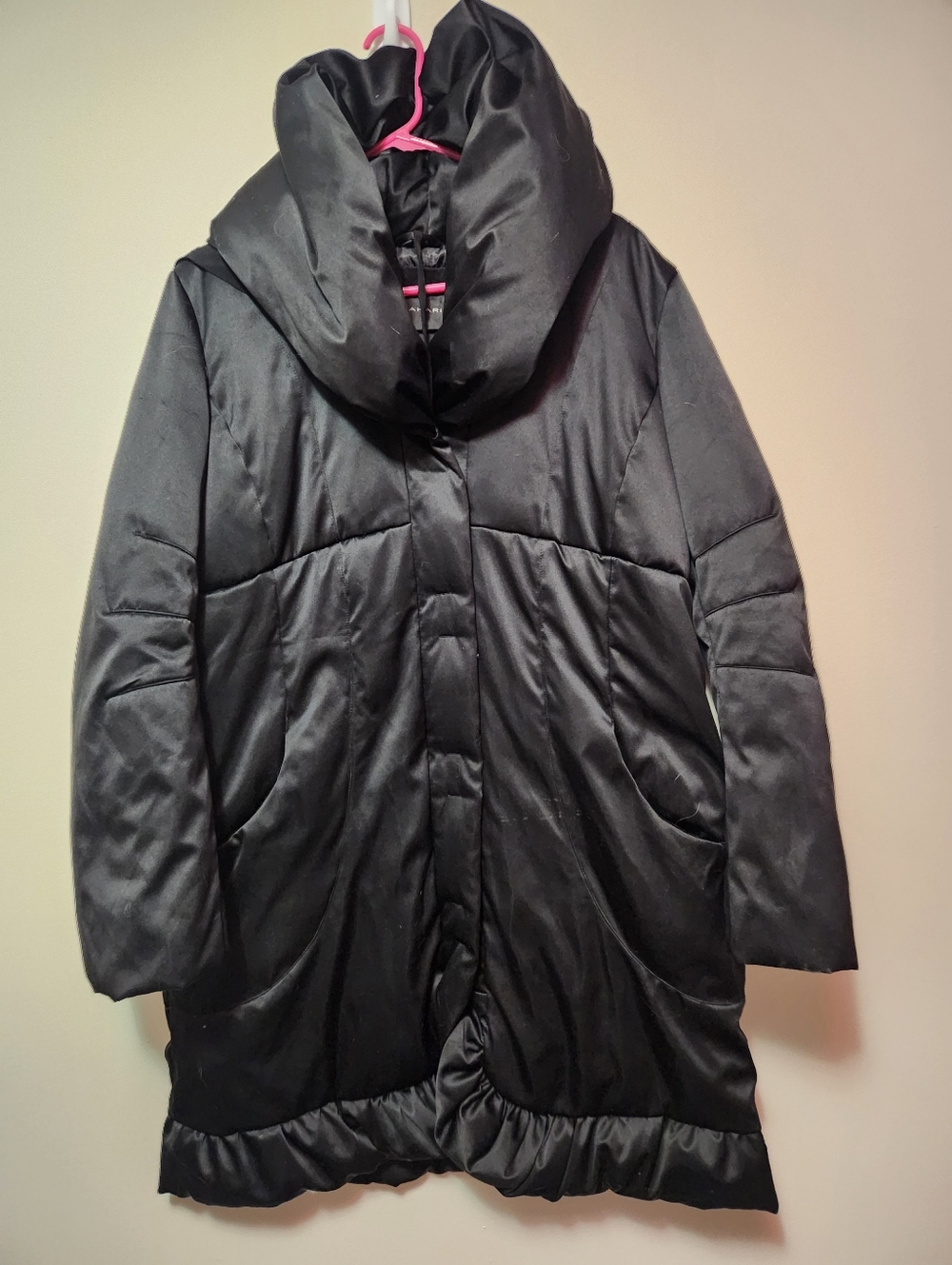 Tahari Black Elissa Down Puffer Coat Size XL Extralarge $395
